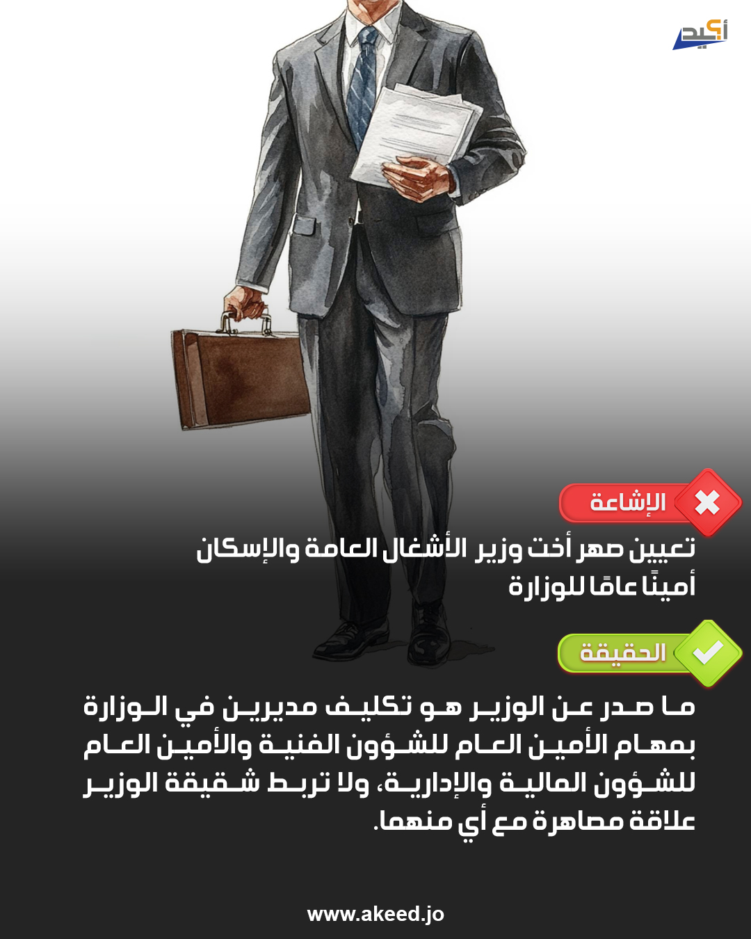 إشاعة تعيين صهر أخت وزير الأشغال أمينًا عامًا للوزارة